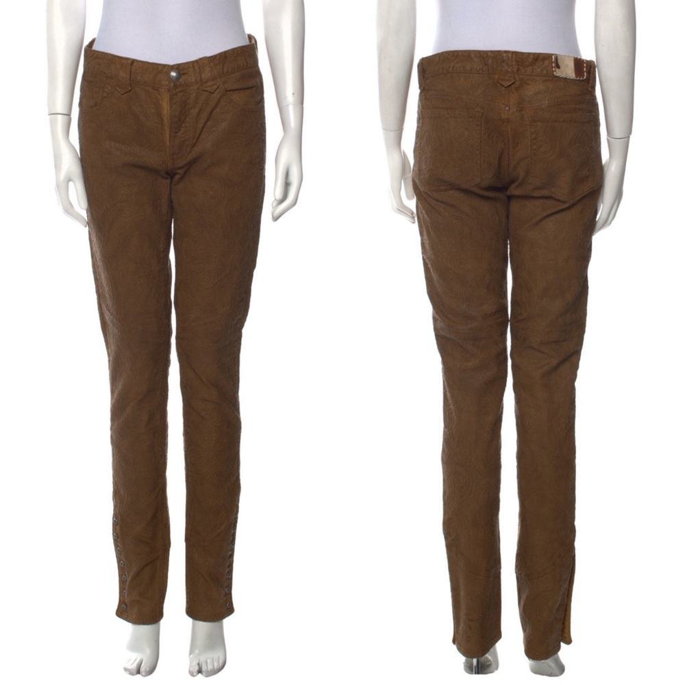 RALPH LAUREN Western Skinny Leg Waxed Embroidered Pants NEW